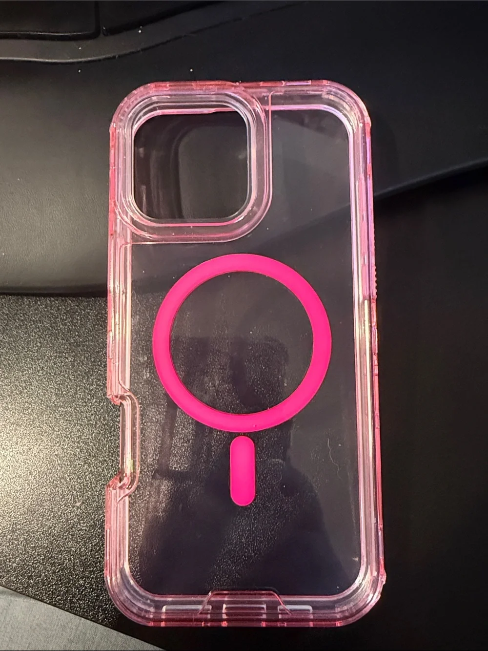 Clear Pink Magnetic iPhone Case with Pink Ring